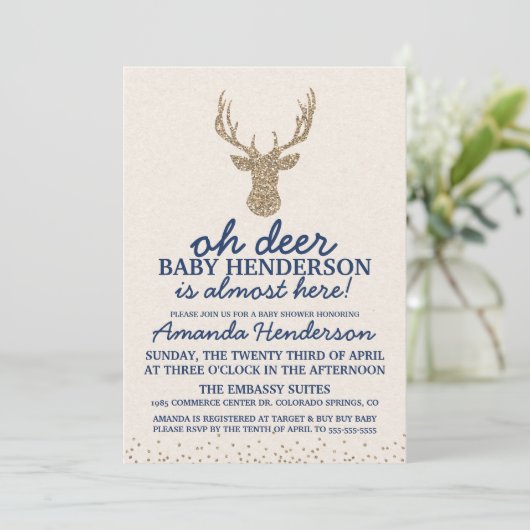 Invitation de Baby shower de cerfs (Debout devant)