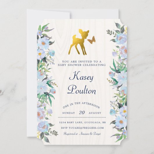 Invitation de baby shower de cerfs communs (Devant)