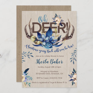 Invitation de baby shower de cerfs communs -