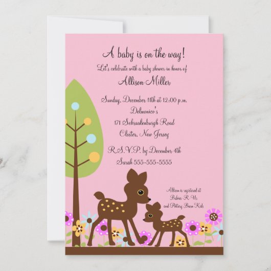 Invitation de baby shower de cerfs communs de bébé (Devant)