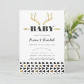 Invitation de baby shower de cerfs communs de Boho (Debout devant)