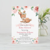 Invitation de Baby shower de cerfs de bébés florau (Debout devant)