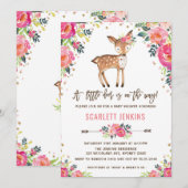 Invitation de Baby shower de cerfs de Girl Woodlan (Devant / Derrière)
