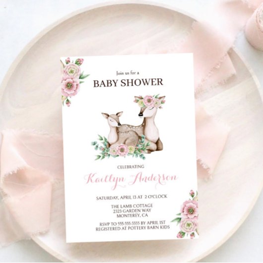 Invitation de Baby shower de cerfs de maman et de 