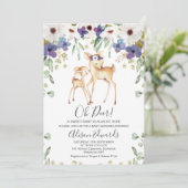 Invitation de Baby shower de cerfs floraux violet  (Debout devant)