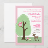 Invitation de Baby shower de cerfs forestiers de b (Devant / Derrière)