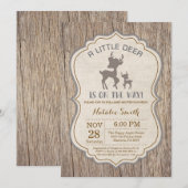 Invitation de Baby shower de cerfs rustiques (Devant / Derrière)