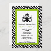 Invitation de Baby shower de chandelier Lime Zebra (Devant / Derrière)