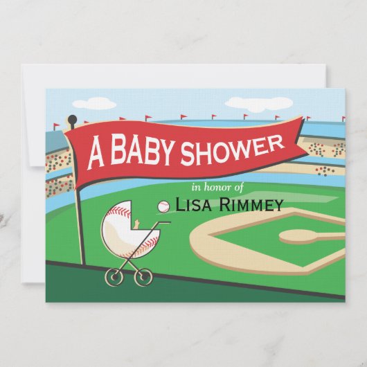 Invitation de baby shower de chariot de base-ball (Devant)
