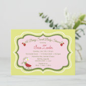 Invitation de baby shower de chariot de fraise (Debout devant)