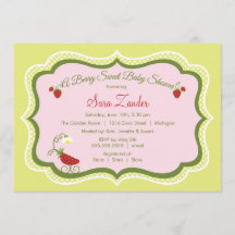 Invitation de baby shower de chariot de fraise