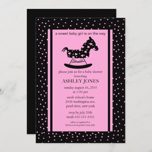 Invitation de baby shower de cheval de basculage (Devant / Derrière)