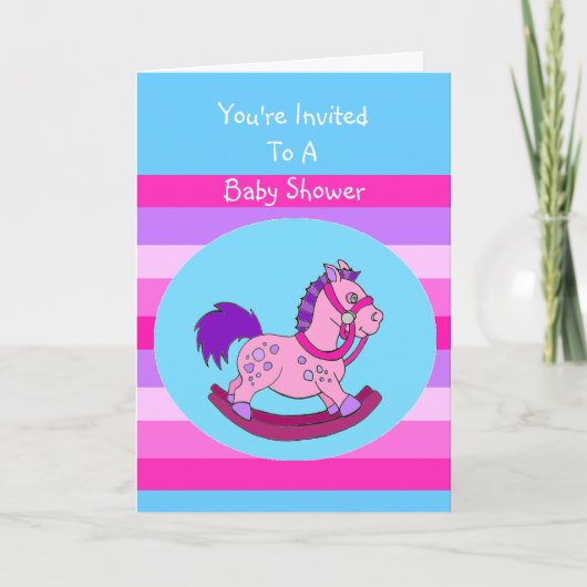 Invitation de baby shower de cheval de basculage (Devant)