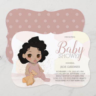 Invitation de Baby shower de cheveux bouclés - Ton
