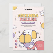 Invitation de Baby shower de chien de dessin (Devant)