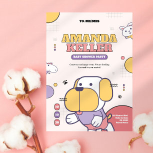 Invitation de Baby shower de chien de dessin