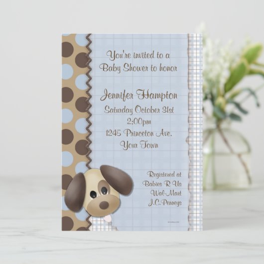 Invitation de baby shower de chiot (Debout devant)