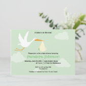 Invitation de baby shower de cigogne - (Debout devant)