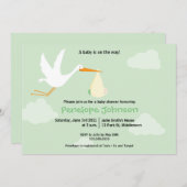 Invitation de baby shower de cigogne - (Devant / Derrière)