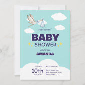 Invitation de Baby shower de cigogne mignonne (Devant)