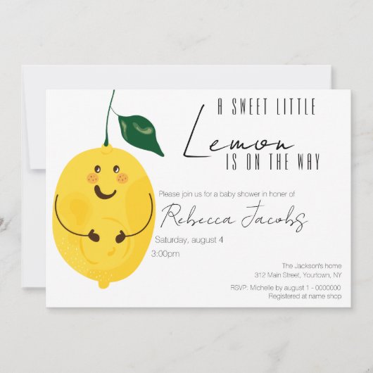 Invitation de Baby shower de citron blanc (Devant)