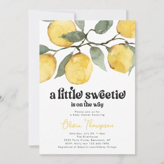 Invitation de Baby shower de citron rétro (Devant)