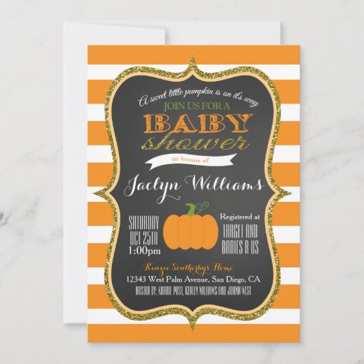 Invitation de baby shower de citrouille d'automne (Devant)