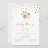 Invitation de Baby shower de Citrouille rose et or (Devant)
