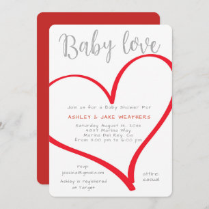 Invitation de baby shower de coeur d'amour de bébé