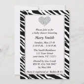 Invitation de Baby shower de coeur de zèbre violet (Dos)