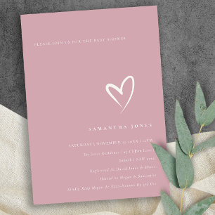 Invitation de Baby shower de coeur rose Rose soyeu