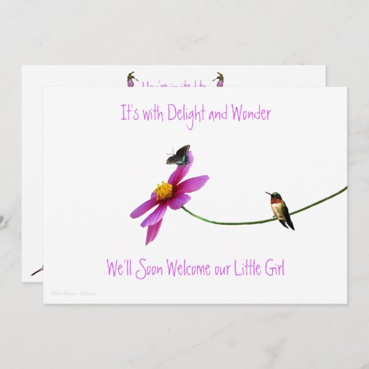 Invitation de baby shower de colibri (Devant / Derrière)