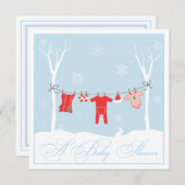 Invitation de baby shower de corde à linge (Devant / Derrière)