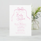 Invitation de Baby shower de cou rose simple (Debout devant)