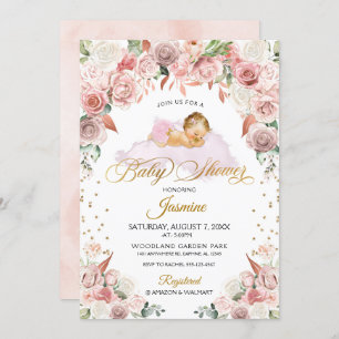 Invitation de Baby shower de couchage rose