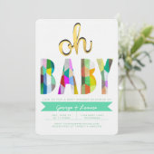 Invitation de Baby shower de couleur (Debout devant)