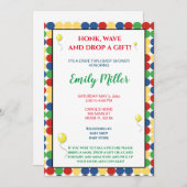 Invitation de baby shower de couleurs primaires (Devant / Derrière)