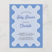 Invitation de Baby shower de courbe bleue rétro (Devant)