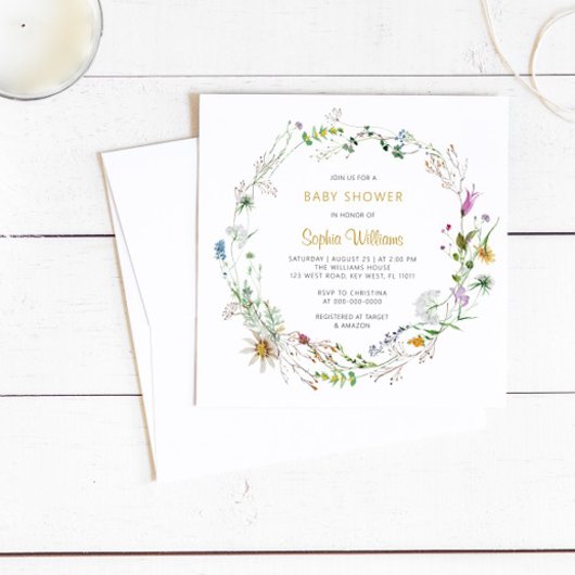 Invitation de Baby shower de couronne Fleur sauvag