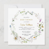 Invitation de Baby shower de couronne Fleur sauvag (Devant)