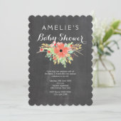 Invitation de Baby shower de couronne fleurie Chal (Debout devant)