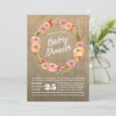 Invitation de Baby shower de couronne fleurie de B (Debout devant)