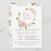 Invitation de Baby shower de couronne florale (Devant / Derrière)