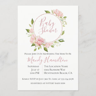 Invitation de Baby shower de couronne florale