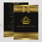 Invitation de Baby shower de couronne noir et or (Devant / Derrière)