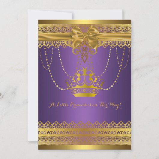 Invitation de Baby shower de Couronne violet et or (Devant)