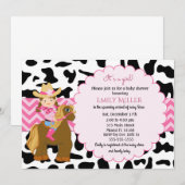 Invitation de baby shower de cow-girl (Devant / Derrière)