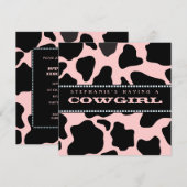 Invitation de baby shower de cow-girl de rose (Devant / Derrière)