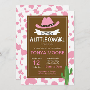 Invitation de baby shower de cow-girl d'impression