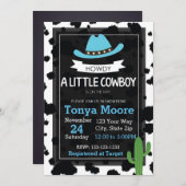 Invitation de baby shower de cowboy (bleue) (Devant / Derrière)